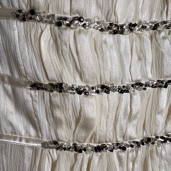 BCBGMaxAzria Ivory Off White Beaded Strapless Silk Mini Dress Size 8 - Picture 10 of 10
